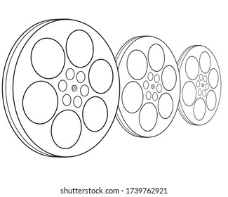 Icon of three coils with a film in isolate on a white background. Vector illustration.