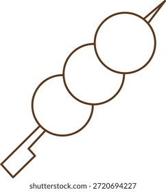 Un icono de tres albóndigas de dango en un pincho.