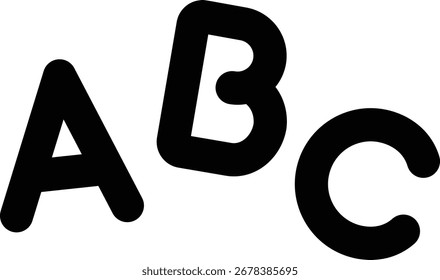 Un icono de tres letras del alfabeto diferentes