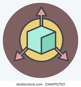 Icon Three Dimensional Object. related to 3D Visualization symbol. color mate style. simple design editable. simple illustration