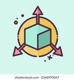 Icon Three Dimensional Object. related to 3D Visualization symbol. MBE style. simple design editable. simple illustration