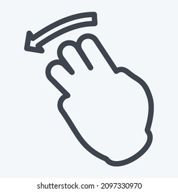 Icon Three Fingers Left - Line Style - Simple illustration,Editable stroke,Design template vector, Good for prints, posters, advertisements, announcements, info graphics, etc.