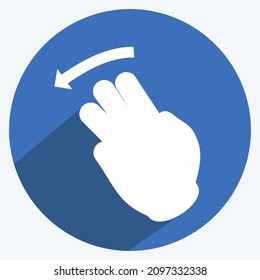 Icon Three Fingers Left - Long Shadow Style - Simple illustration,Editable stroke,Design template vector, Good for prints, posters, advertisements, announcements, info graphics, etc.