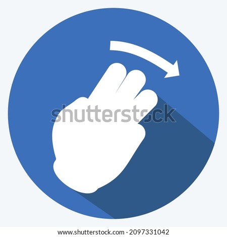 Icon Three Fingers Right - Long Shadow Style - Simple illustration,Editable stroke,Design template vector, Good for prints, posters, advertisements, announcements, info graphics, etc.