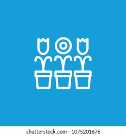 Icon of three flowers in pots. Plants, gardening, growth. Nature concept. Can be used for topics like decoration, botany, nature.