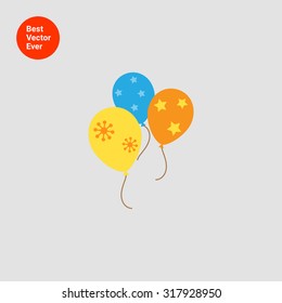 Icon of three multicolored balloons with various prints