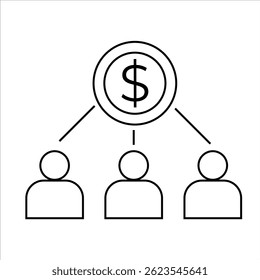 Icon three people are connected by a coin on a white background vector
Vector business icon