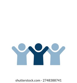Icon of three people standing side by side with their hands raised