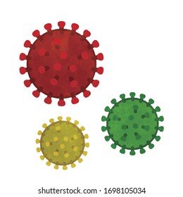 Icon Of A Three-color Virus Floating In The Air_micrograph