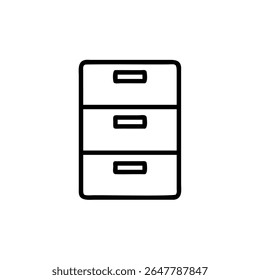 Icon of a three-drawer filing cabinet on a background drawers storage