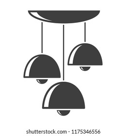 Icon of the three-level chandelier. Vector on white background