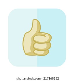 Icon thumb lifted upwards on a blue background