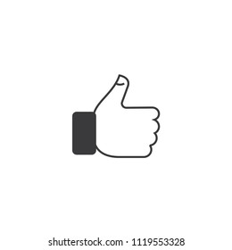 Icon of the thumb up. Simple black and white design.