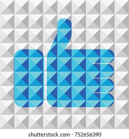 Icon, thumbnail up, like in the form of polygon pattern, geometric shape, triangle, vector illustration