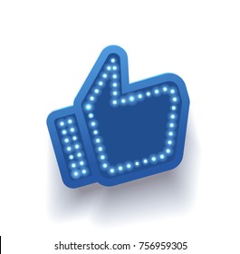 Icon thumbs up social network. Hand, big finger up on white background.