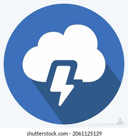 Icono Trueno - Estilo de sombra larga - Ilustración simple, trazo editable, vector de plantilla de diseño, Buena para impresiones, carteles, anuncios, anuncios, gráficos de información, etc.