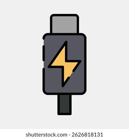 Icon thunderbolt. Computer components elements. Icon in filled line style.