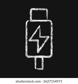 Icon thunderbolt. Computer components elements. Icon in chalk style.