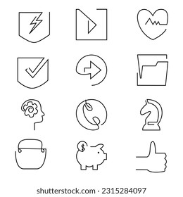Icon thunderbolt video checklist approved right arrow folder document head gear communication chess drawing one line graphic