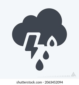 Tormenta eléctrica de iconos - Estilo glifo - Ilustración simple, trazo editable, vector de plantilla de diseño, Buena para impresiones, afiches, anuncios, anuncios, gráficos de información, etc.