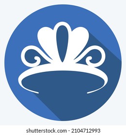 Icono Tiara - Estilo de sombra larga - ilustración simple, buena para impresiones, anuncios, etc