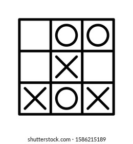 Icon tic tac toe in outline style. vector illustration and editable stroke. Isolated on white background.
