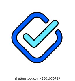 Icon a tick, isolated against a clean background.