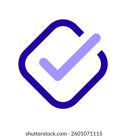 Icon a tick, isolated against a clean background.