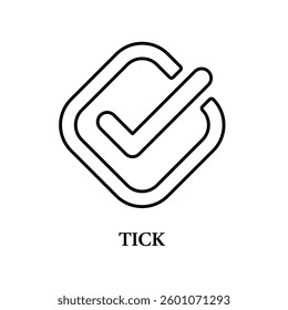 Icon a tick, isolated against a clean background.