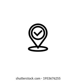 Icon Tick Location with line style. Can be used for UI or UX, presentations, social media, websites, and more.