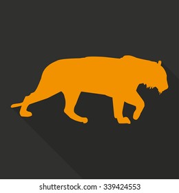 Icon  tiger in orange color in a flat design. Vector illustration