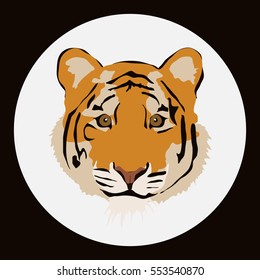Icon with tiger. Vector illustration in flat style