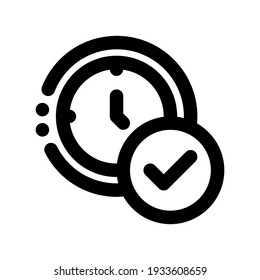 Símbolo de comprobación de hora de icono con contorno de estilo