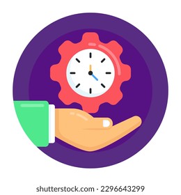 An icon of time management in flat circular design 