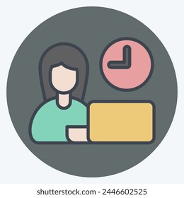 Icon Time Management. bezieht sich auf Remote Working Symbol. Color Mate Style. Simple Design Illustration