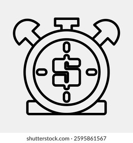 Icon time is money. Economy elements. Icon in line style.