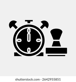 Icon time stamp. Crypto currency elements. Icon in glyph style.