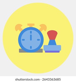 Icon time stamp. Crypto currency elements. Icon in color mate style.