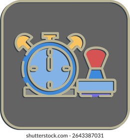 Icon time stamp. Crypto currency elements. Icon in embossed style.