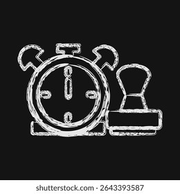 Icon time stamp. Crypto currency elements. Icon in chalk style.