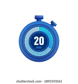 Icon of a timer with 20 minutes on the white background. Vector illustration.