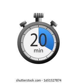 Icon of a timer with 20 (twenty) minutes on the white background. Vector illustration.