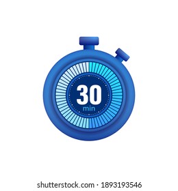 Icon of a timer with 30 minutes on the white background. Vector illustration.