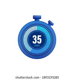 Icon of a timer with 35 minutes on the white background. Vector illustration.