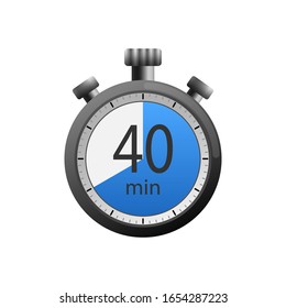Symbol eines Timers mit 40 Minuten auf weißem Hintergrund. Vektorillustration.