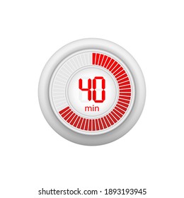 Icon of a timer with 40 minutes on the white background. Vector illustration.
