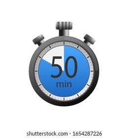 Icon of a timer with 50 minutes on the white background. Vector illustration.