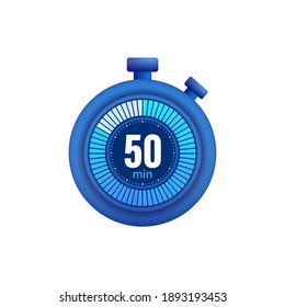 Icon of a timer with 50 minutes on the white background. Vector illustration.