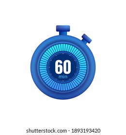 Icon of a timer with 60 minutes on the white background. Vector illustration.