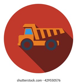 Icon of tipper. Flat design. Vector illustration.